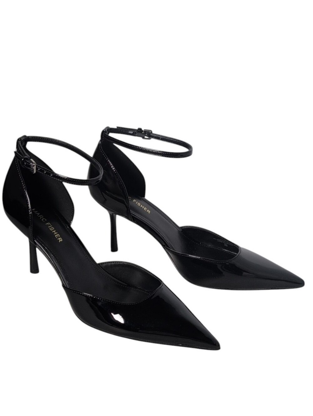 Marc Fisher Faux Leather Black Patent Rvker Heels Size 11M